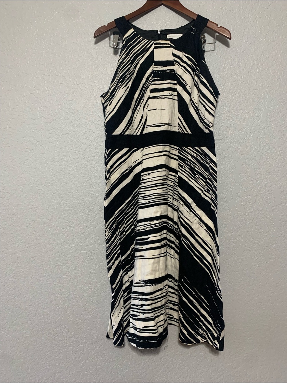 New York & Company Black and White Striped Midi Dress